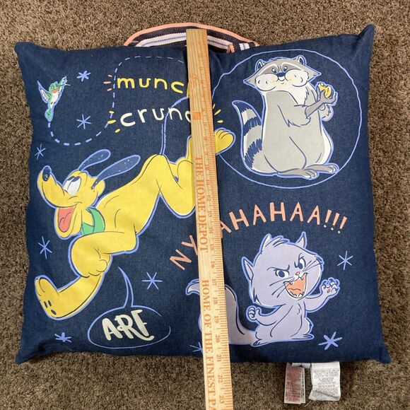 Disney Parks Critter Choas Travel Pillow Cushion Meeko Flit Pluto 26" x 26" - Picture 4 of 9